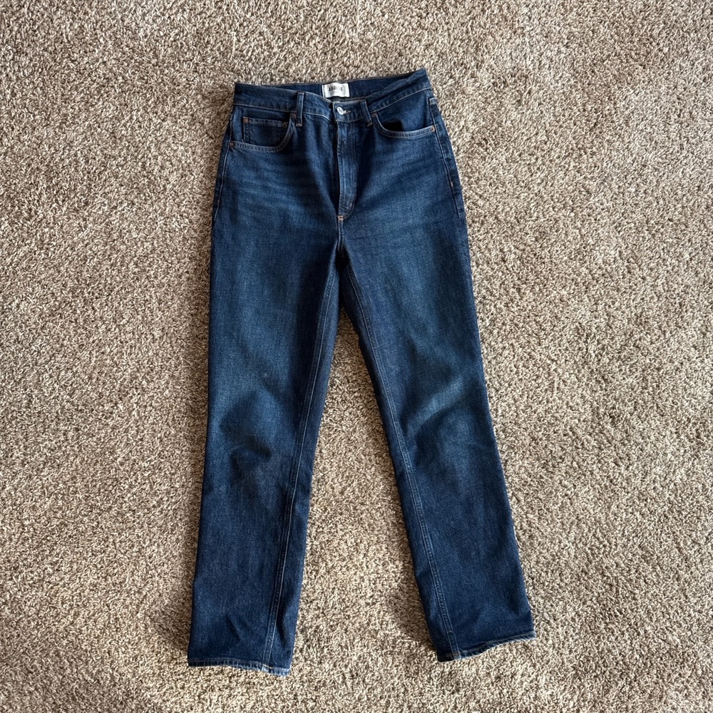 AGOLDE High Rise Stovepipe Jeans Dark Indigo Straight Leg Size 28